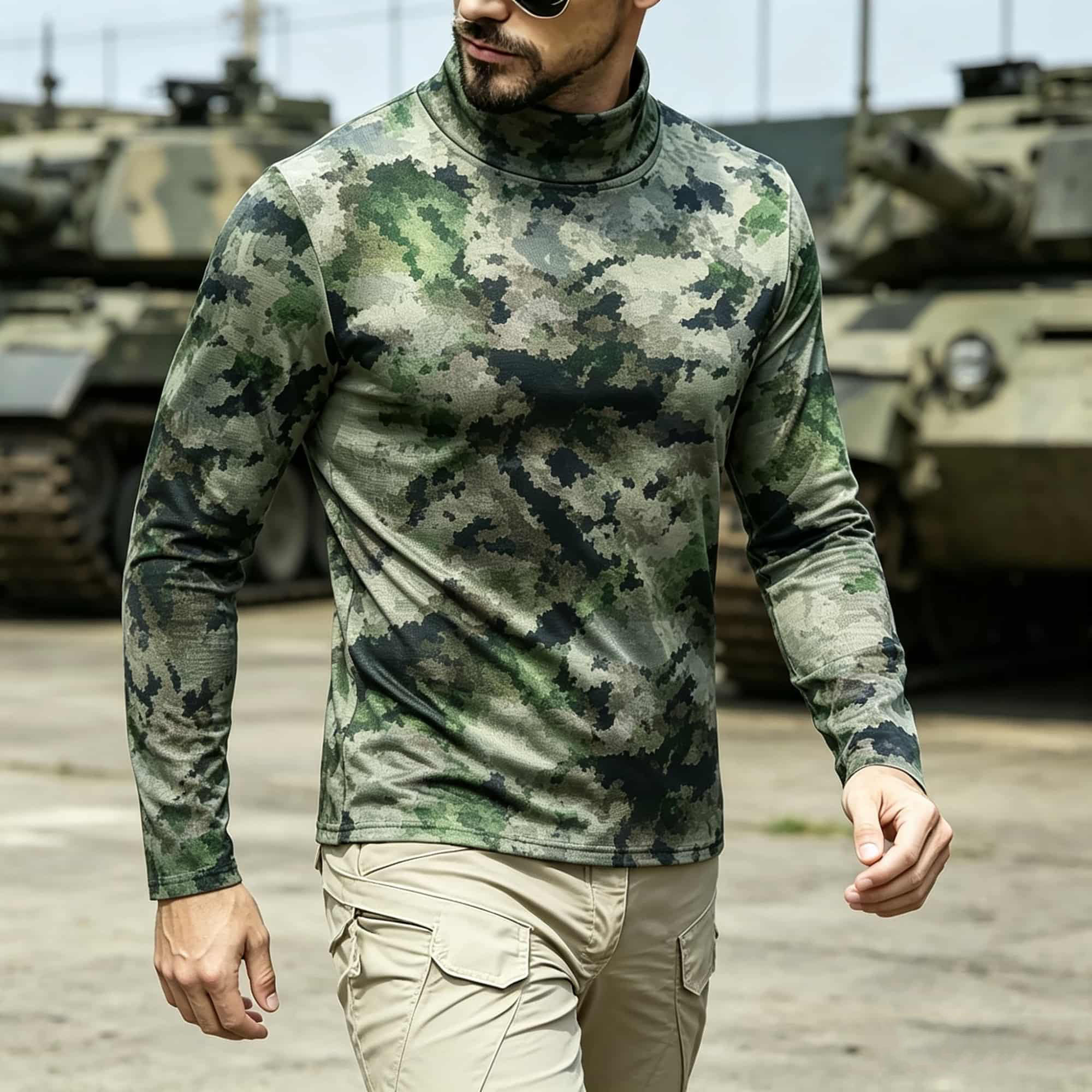 Base Layer Top - T-shirt tactique pour homme à col